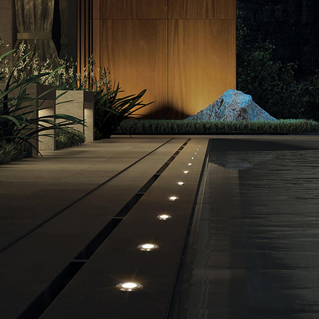 Waterproof Chrome Recessed LED Step Lights for Garden & Poolside Deck