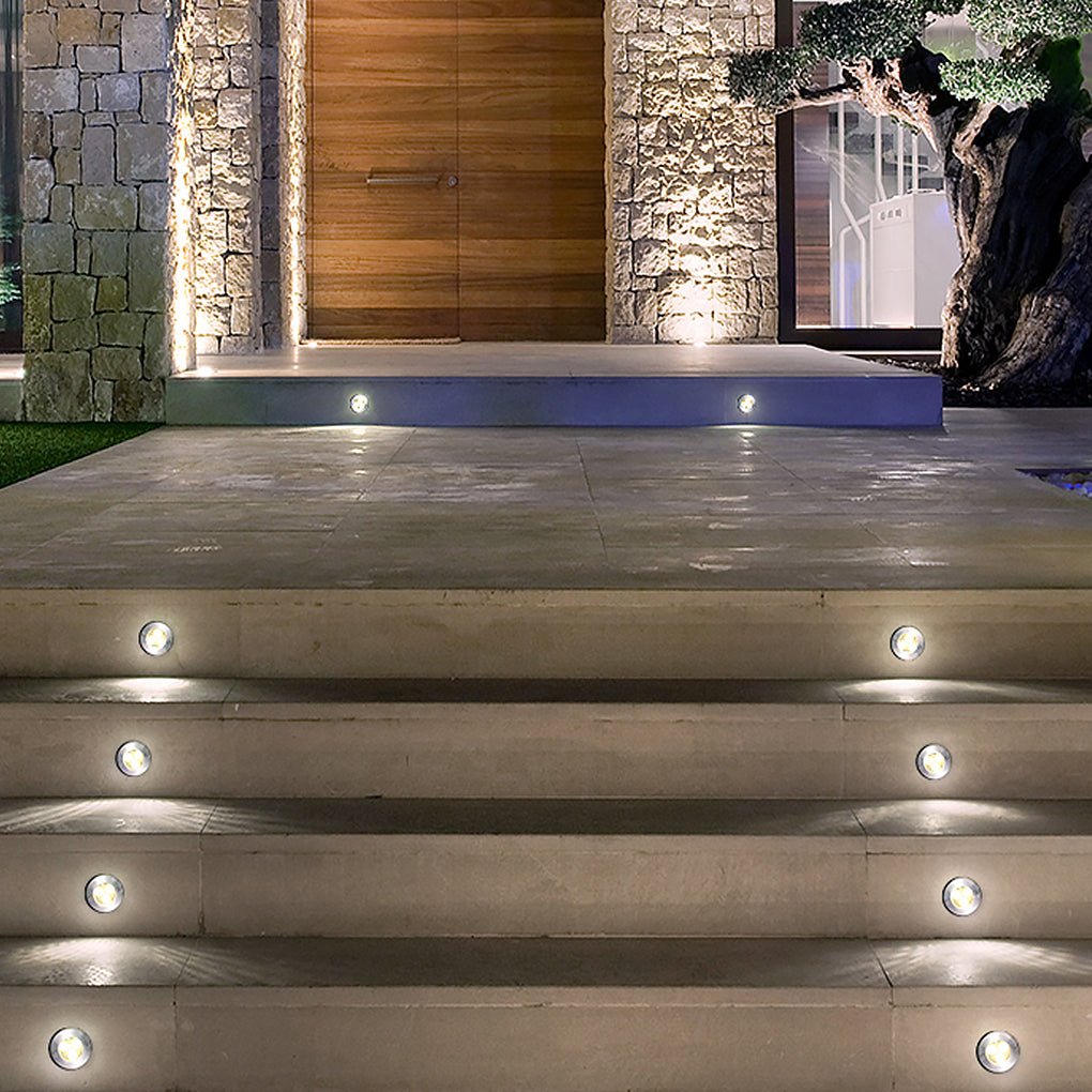 Waterproof Chrome Recessed LED Step Lights for Garden & Poolside Deck