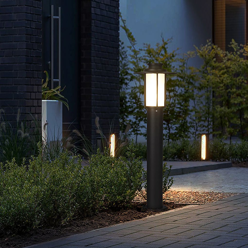 Sleek Black Metal LED Landscape Bollard Lights for Outdoor Pathways