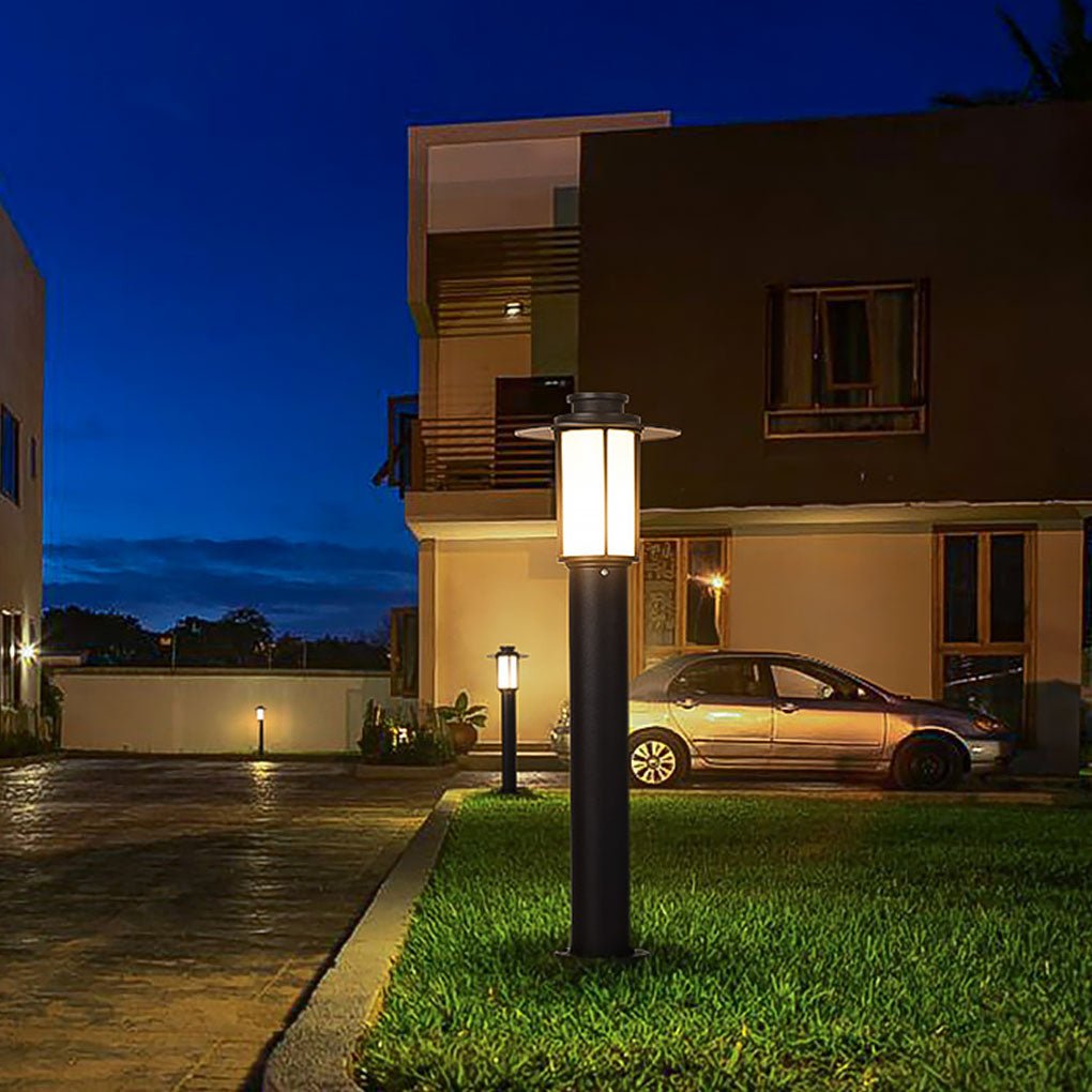 Sleek Black Metal LED Landscape Bollard Lights for Outdoor Pathways