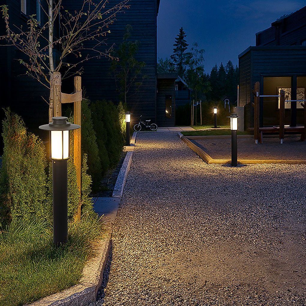 Sleek Black Metal LED Landscape Bollard Lights for Outdoor Pathways