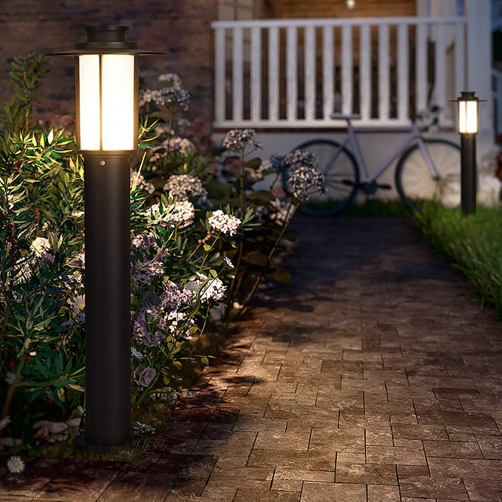 Sleek Black Metal LED Landscape Bollard Lights for Outdoor Pathways