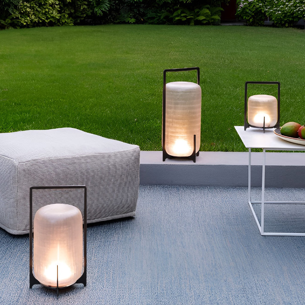 Sleek Black Waterproof LED Lantern for Outdoor Patios and Gardens