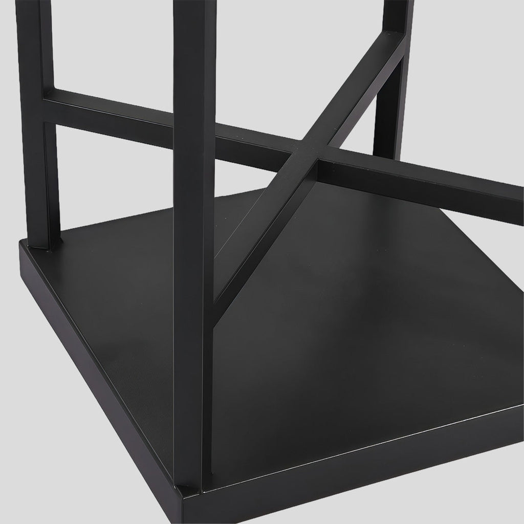 Rustic Black Metal LED Floor Lantern for Garden Patio Indoor Use