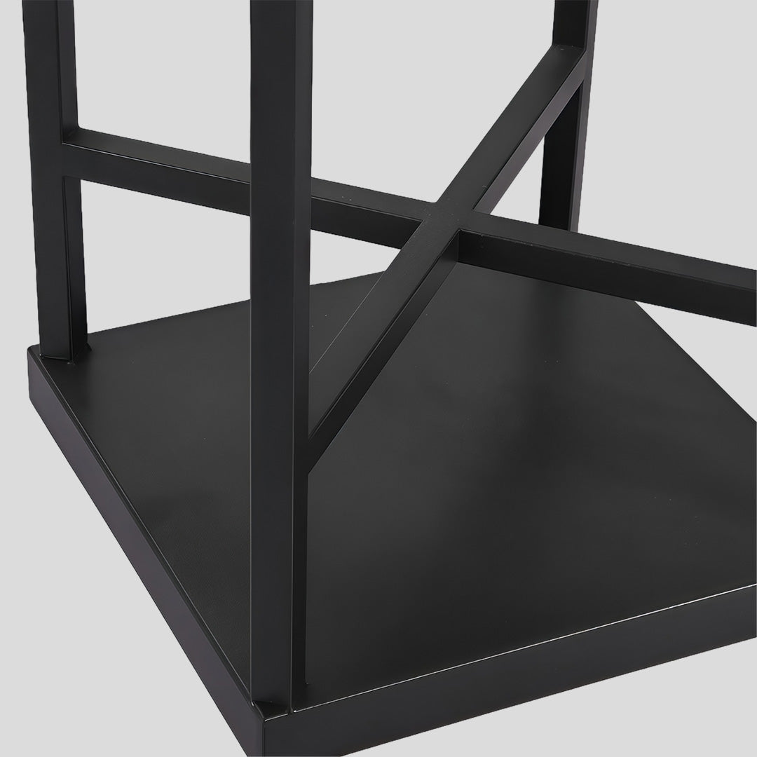 Rustic Black Metal LED Floor Lantern for Garden Patio Indoor Use