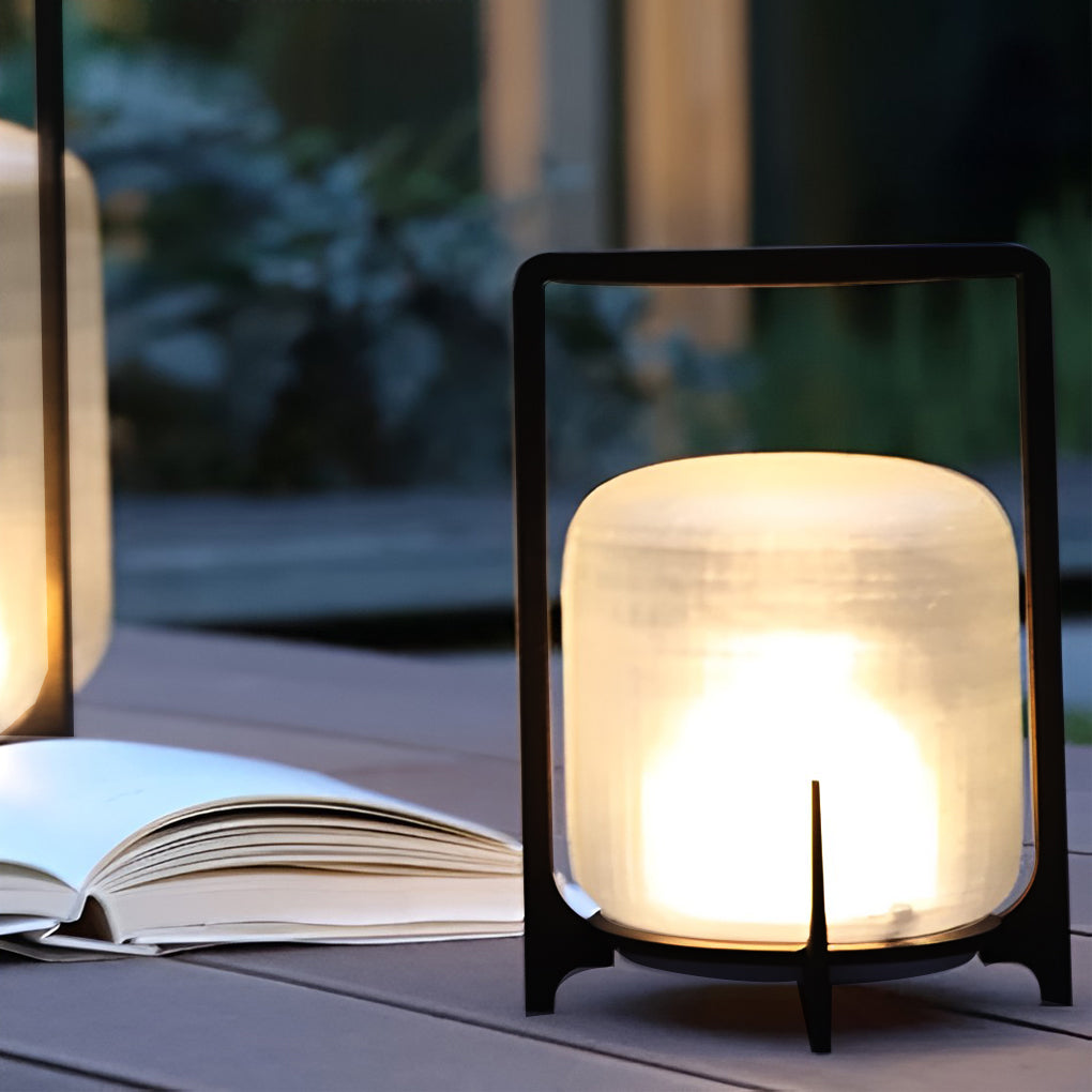 Sleek Black Waterproof LED Lantern for Outdoor Patios and Gardens