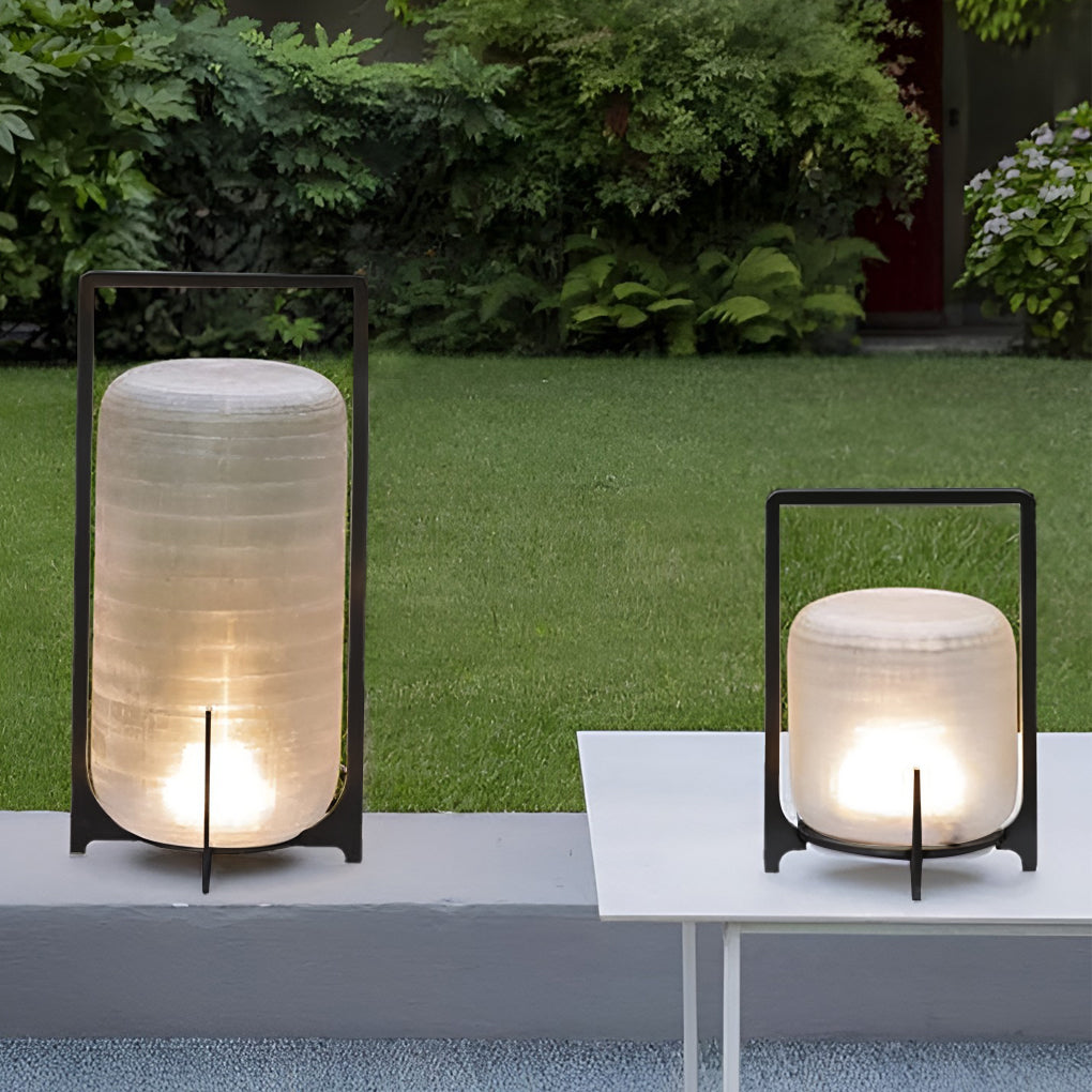 Sleek Black Waterproof LED Lantern for Outdoor Patios and Gardens