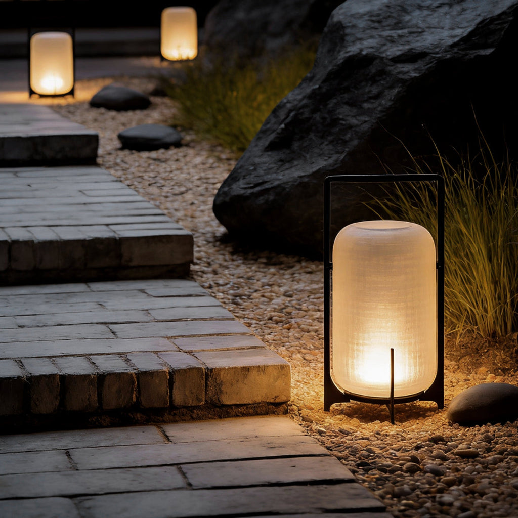 Sleek Black Waterproof LED Lantern for Outdoor Patios and Gardens