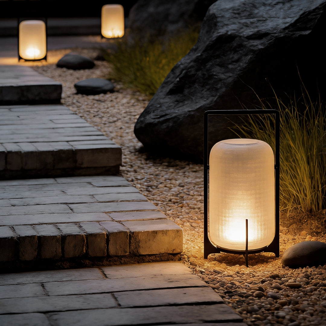 Sleek Black Waterproof LED Lantern for Outdoor Patios and Gardens