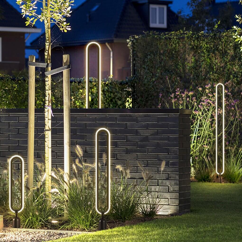 Sleek Black Oval LED Solar Garden Lights - Modern Outdoor Minimalist Design