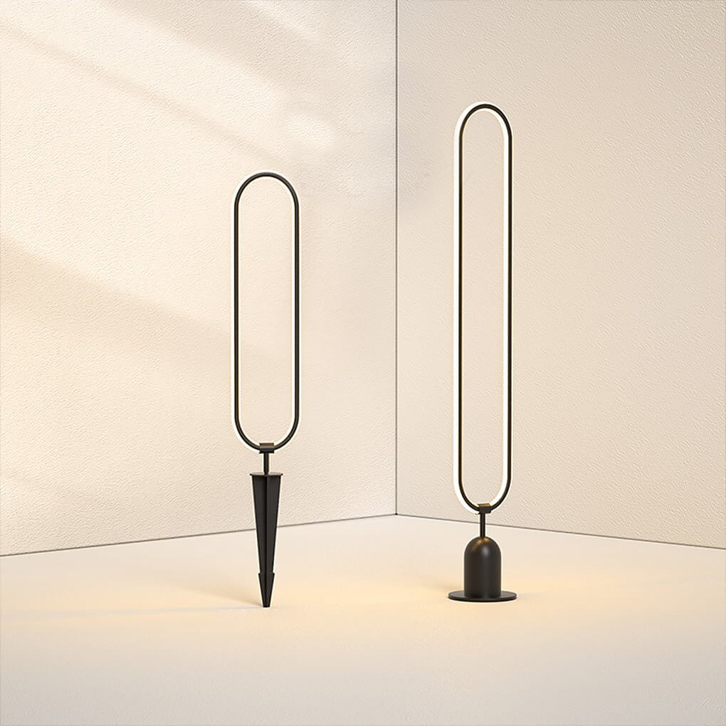 Modern Black Oval Ring LED Solar Lights for Minimalist Outdoor Spaces