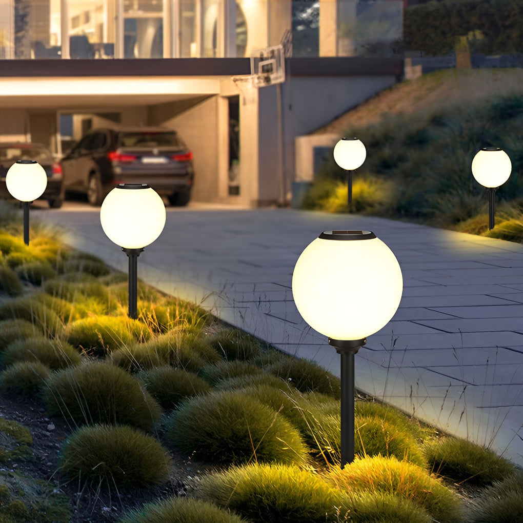 Elegant Solar LED Globe Path Light - Glass Outdoor Solar Fixture