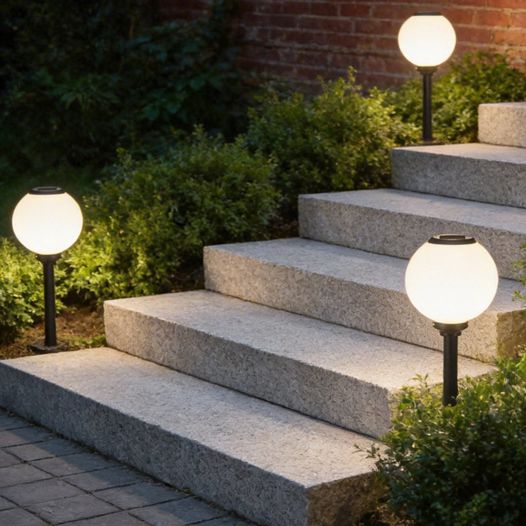 Elegant Glass Globe LED Solar Path Light for Garden and Walkways