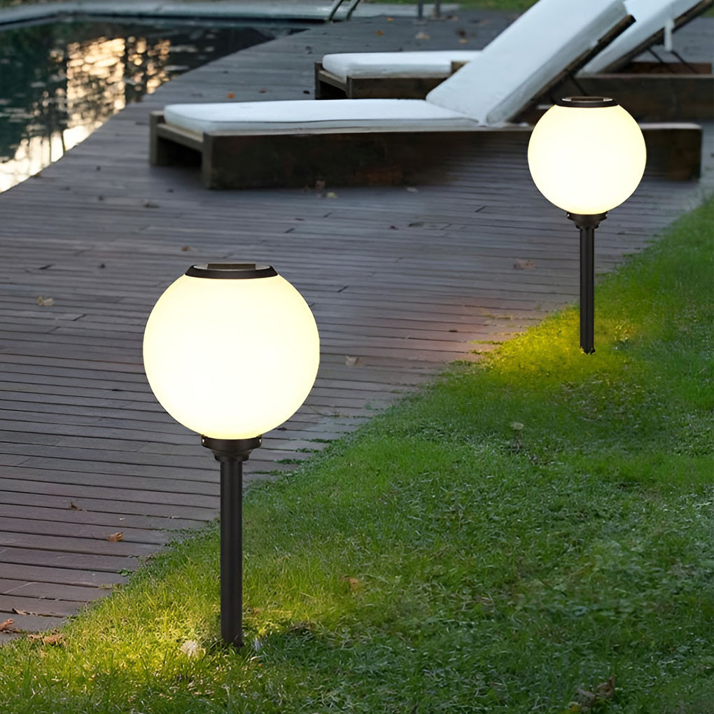 Elegant Glass Globe LED Solar Path Light for Garden and Walkways
