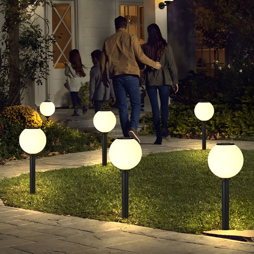 Elegant Solar LED Globe Path Light - Glass Outdoor Solar Fixture