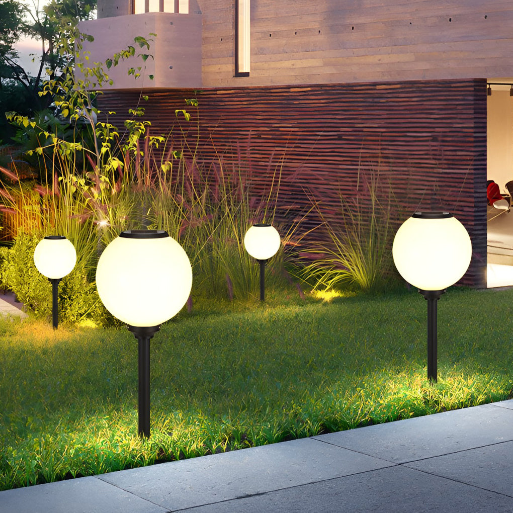 Elegant Solar LED Globe Path Light - Glass Outdoor Solar Fixture