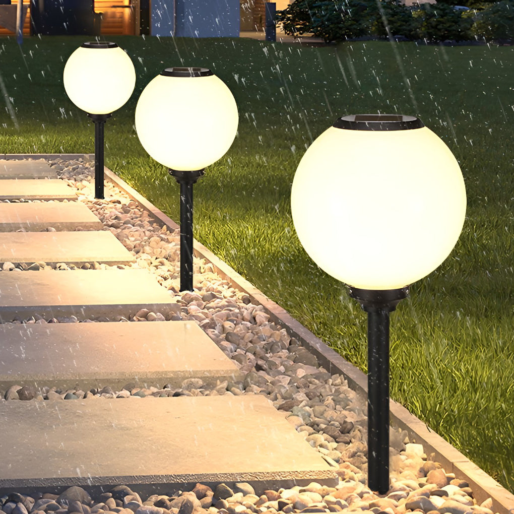 Elegant Solar LED Globe Path Light - Glass Outdoor Solar Fixture