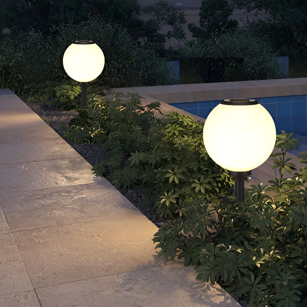 Elegant Solar LED Globe Path Light - Glass Outdoor Solar Fixture