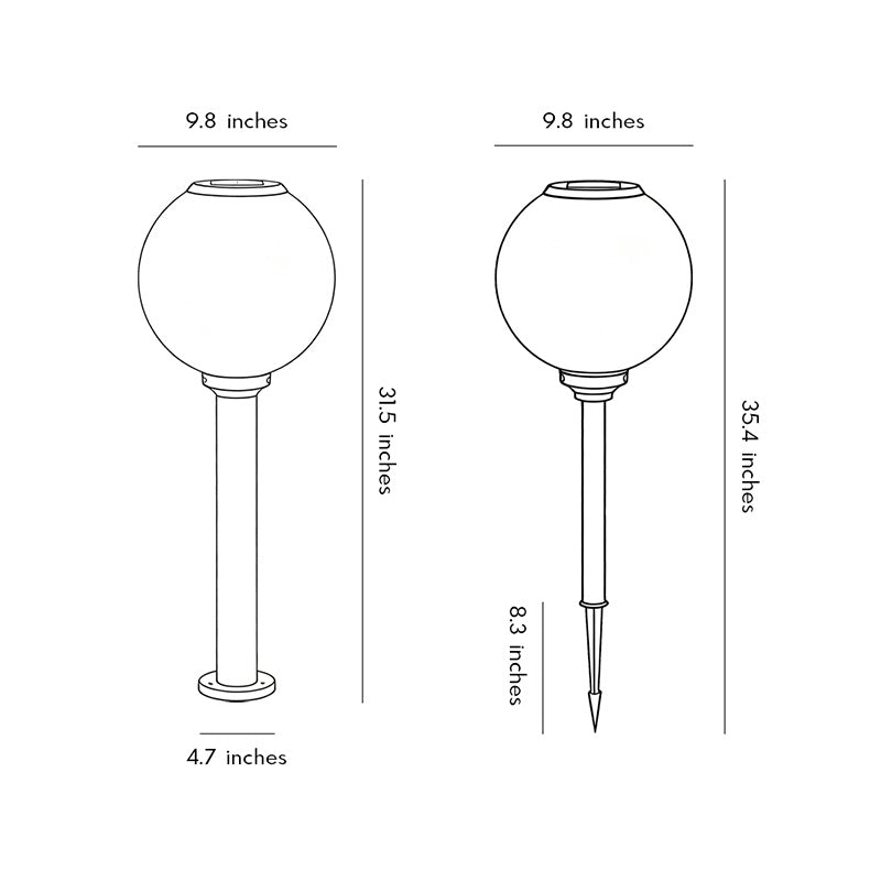 Elegant Glass Globe LED Solar Path Light for Garden and Walkways