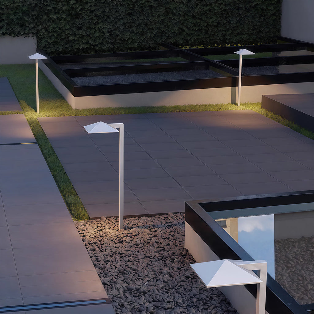 Modern Waterproof Minimalist Outdoor Plug-In Pathway Lights in Black Metal