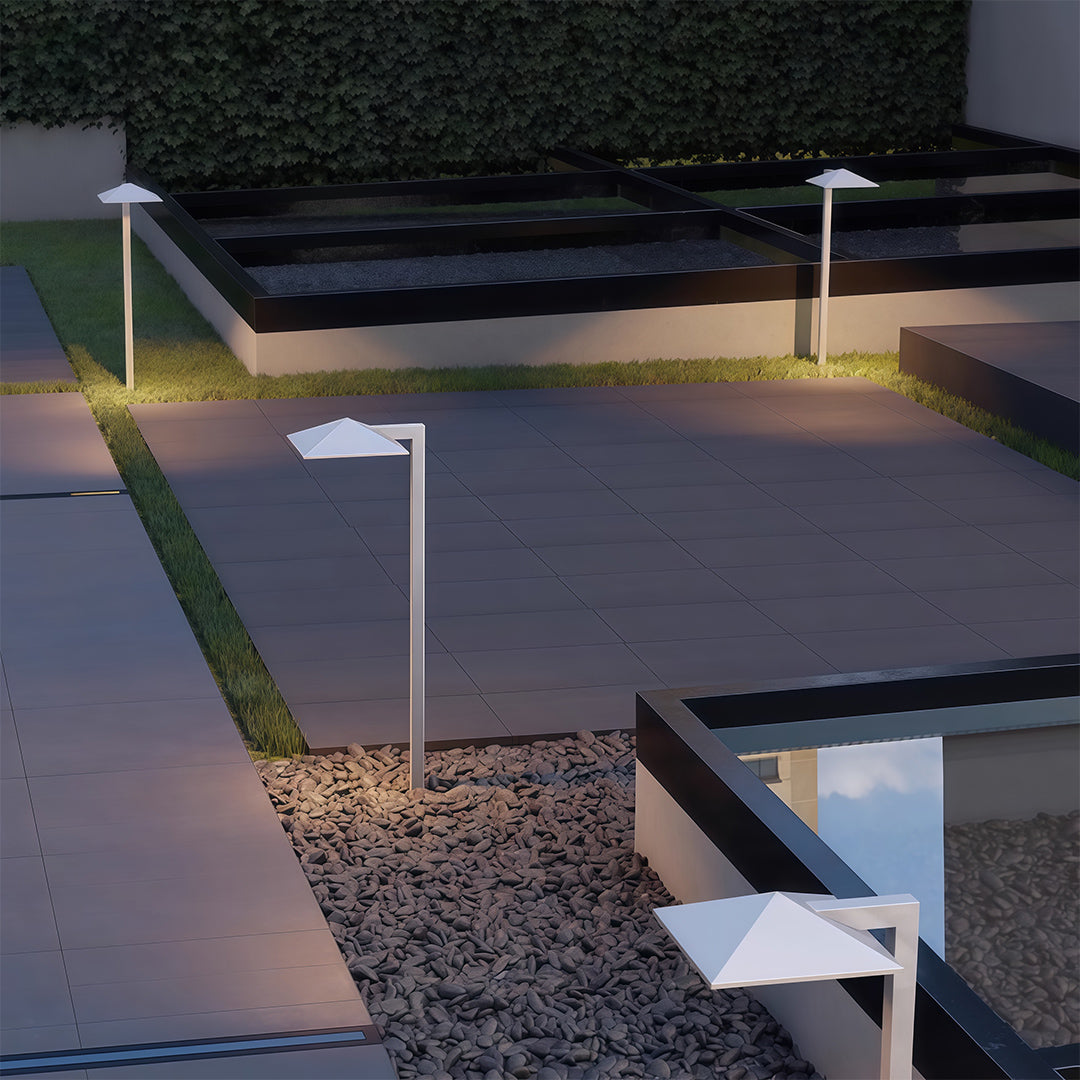 Modern Waterproof Minimalist Outdoor Plug-In Pathway Lights in Black Metal