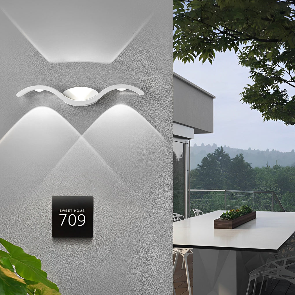 Contemporary Black Outdoor LED Wall Sconce Light for Patio or Garden