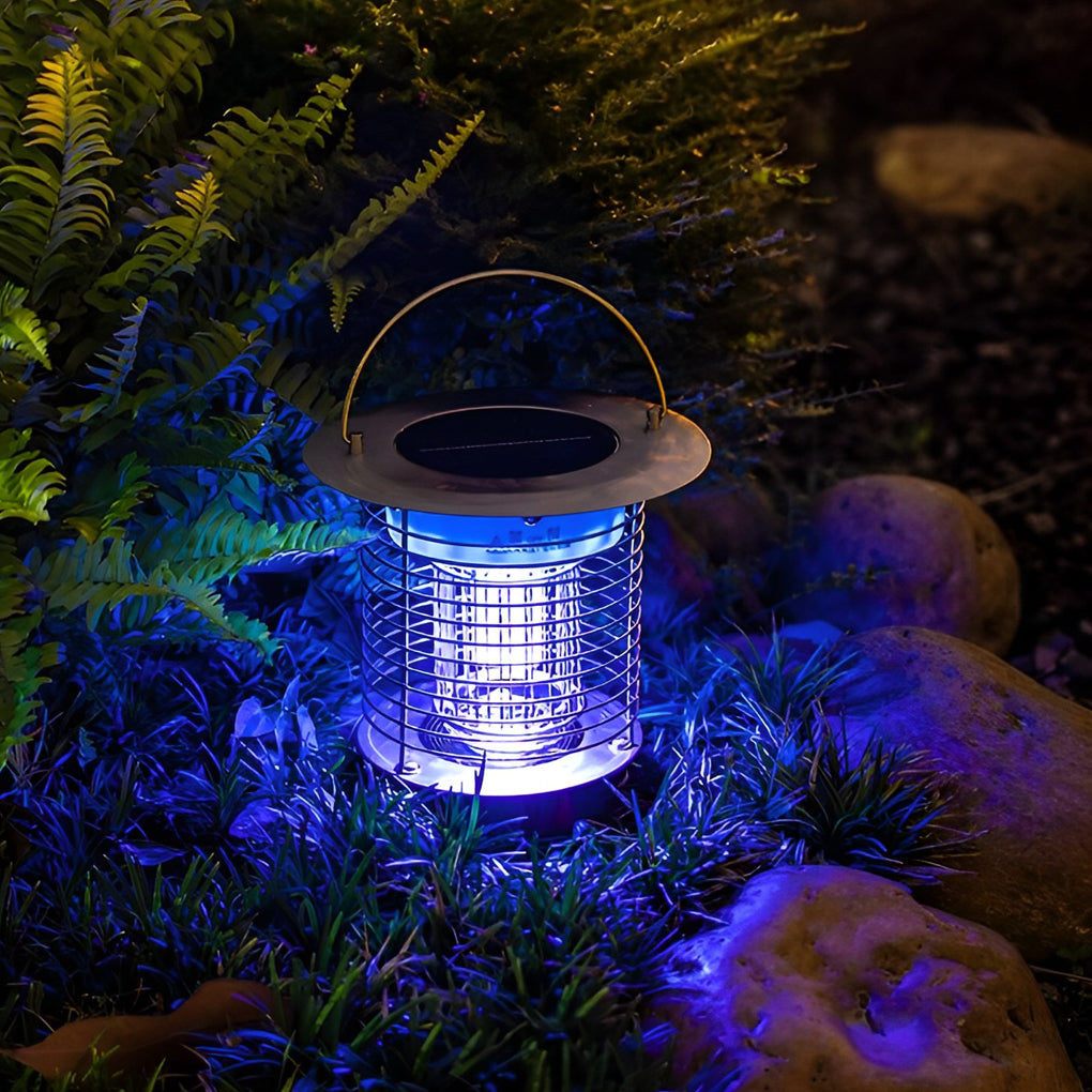 Purple Solar-Powered Bug Zapper Lamp for Outdoor Garden & Patio Use