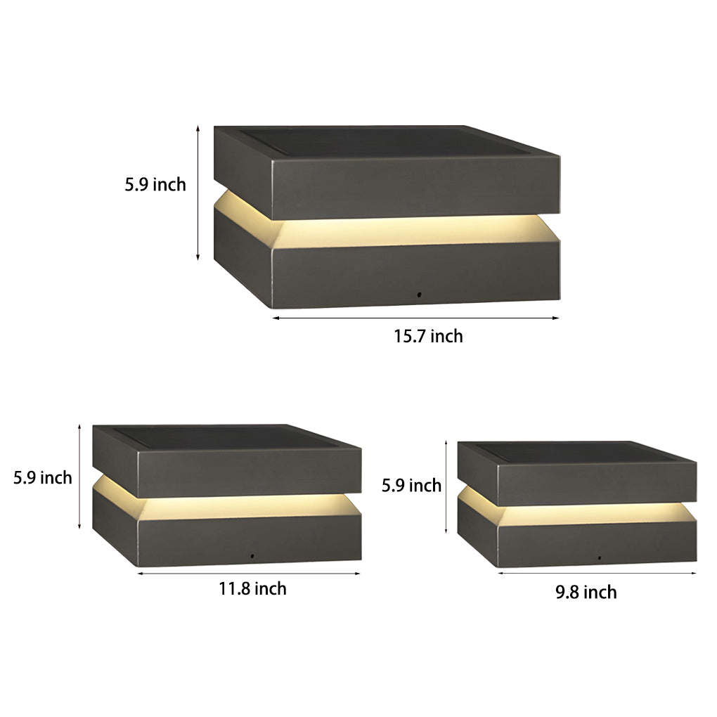 Sleek Waterproof Black Modern Square Solar Deck Light for Outdoor Spaces