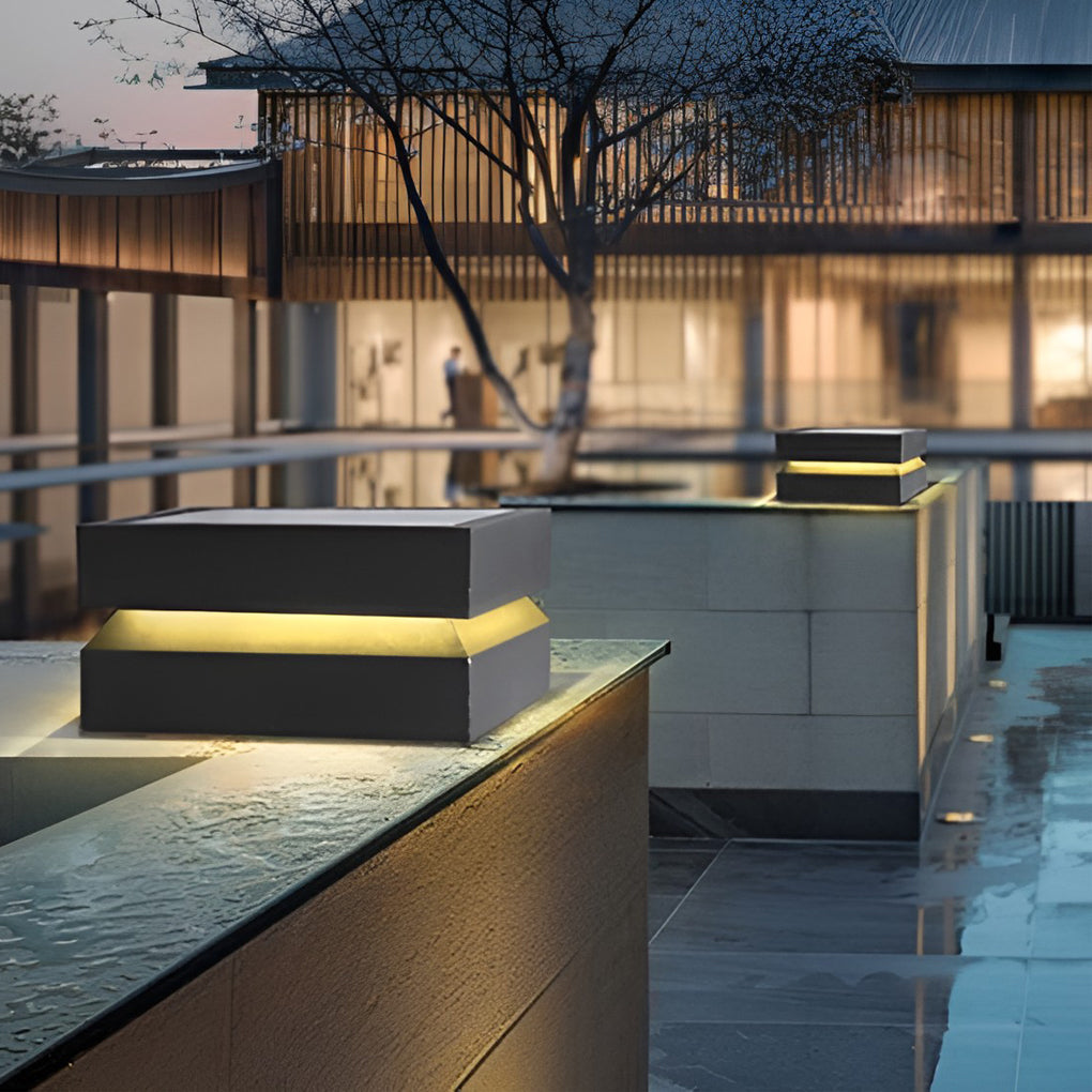 Sleek Waterproof Black Modern Square Solar Deck Light for Outdoor Spaces