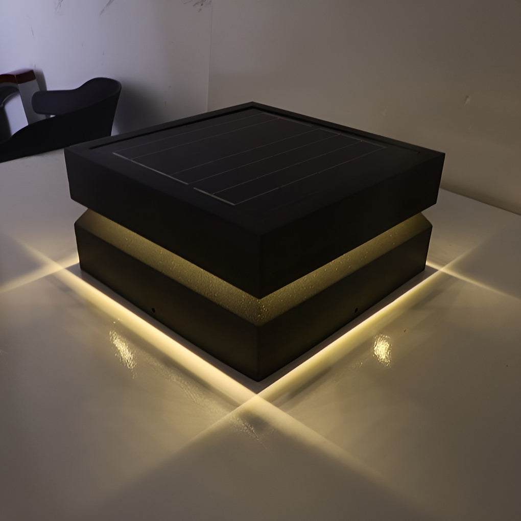 Sleek Waterproof Black Modern Square Solar Deck Light for Outdoor Spaces