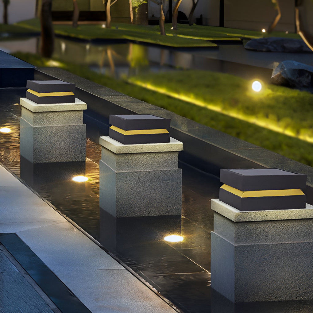 Sleek Waterproof Black Modern Square Solar Deck Light for Outdoor Spaces
