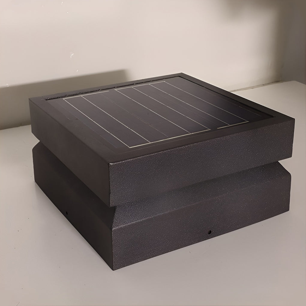 Sleek Waterproof Black Modern Square Solar Deck Light for Outdoor Spaces