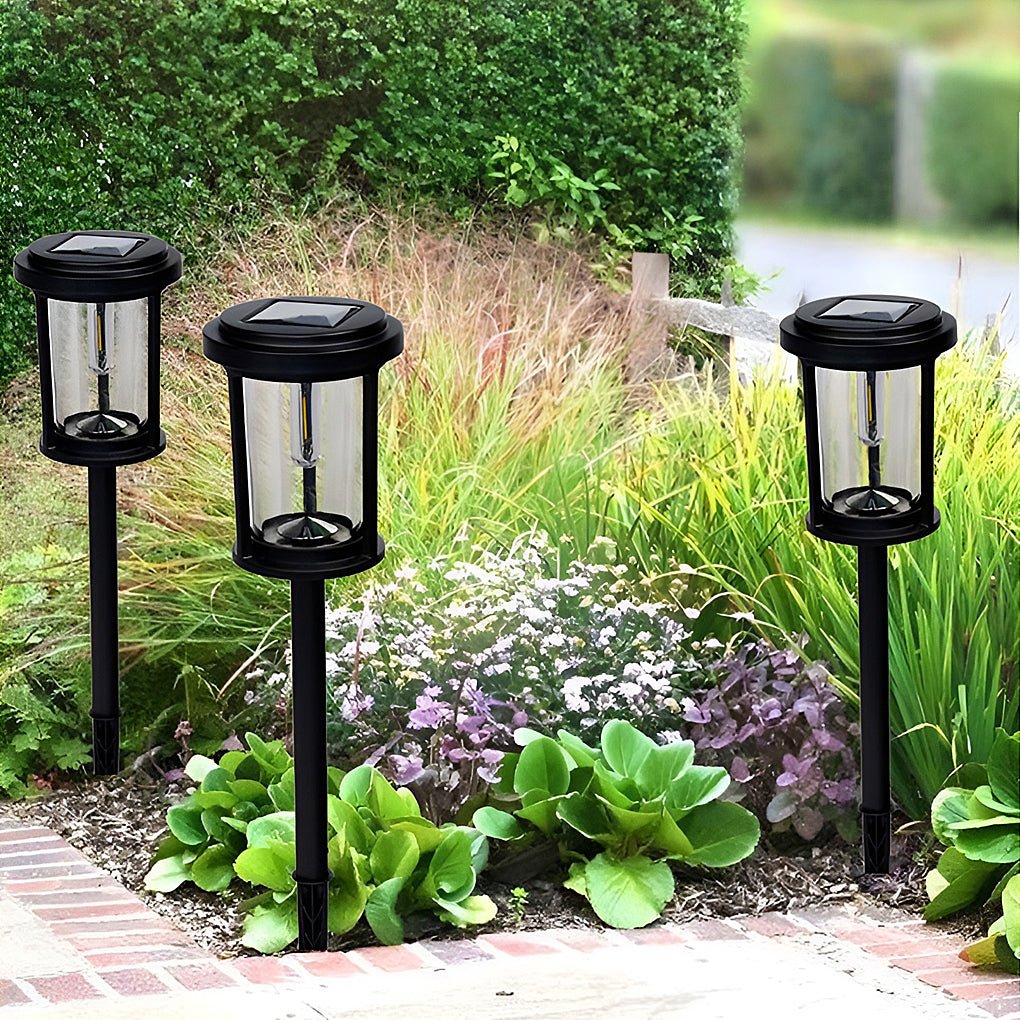 Modern Black Solar-Powered LED Post Lights for Outdoor Pathway Illumination