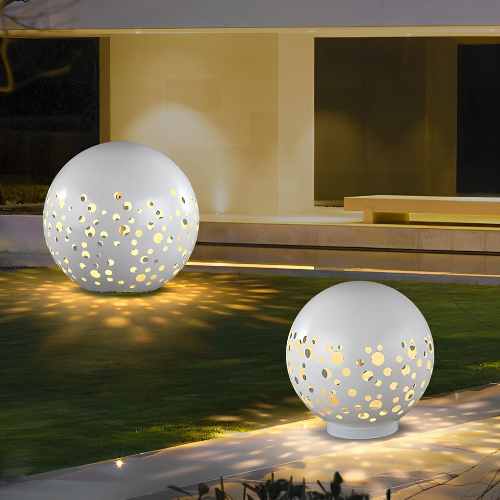 Waterproof Modern Outdoor Round Hollow Metal Sphere Light for Patios