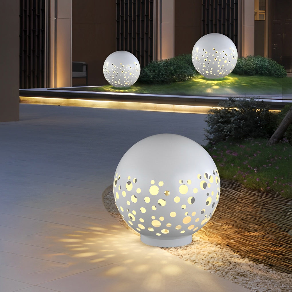 Waterproof Modern Outdoor Round Hollow Metal Sphere Light for Patios