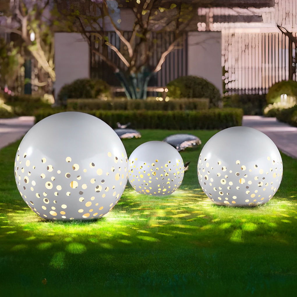 Waterproof Modern Outdoor Round Hollow Metal Sphere Light for Patios