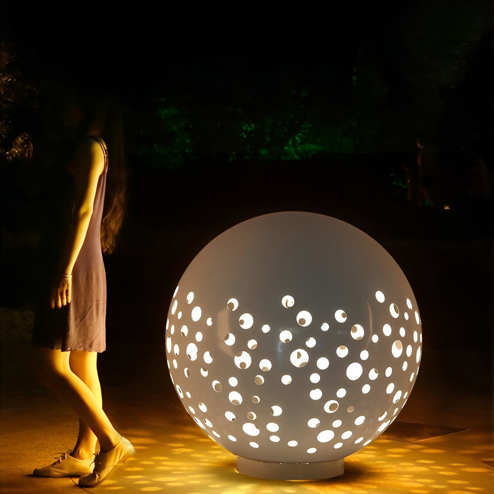 Waterproof Modern Outdoor Round Hollow Metal Sphere Light for Patios