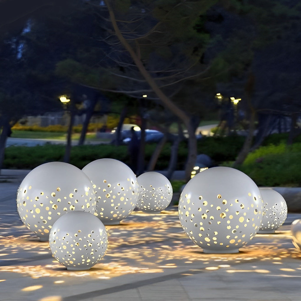 Waterproof Modern Outdoor Round Hollow Metal Sphere Light for Patios