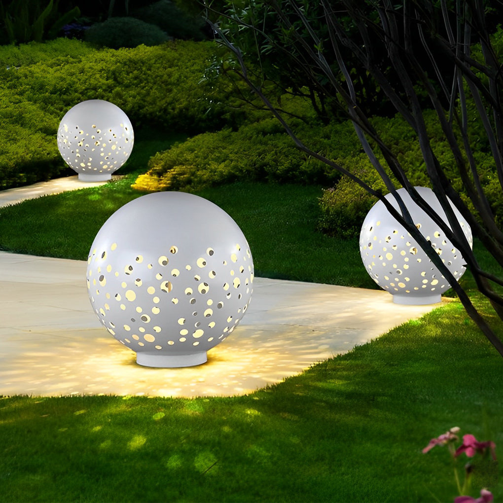 Waterproof Modern Outdoor Round Hollow Metal Sphere Light for Patios