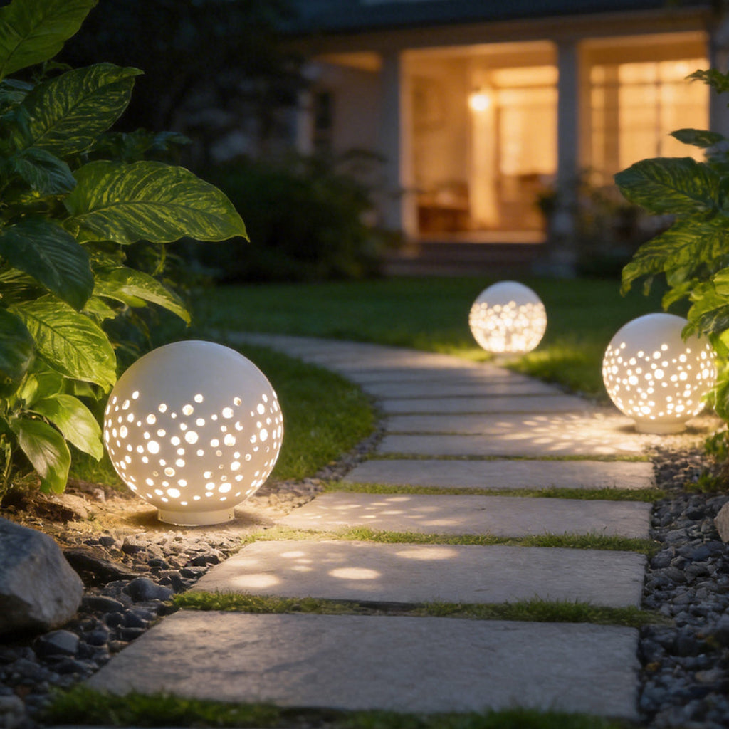 Waterproof Modern Outdoor Round Hollow Metal Sphere Light for Patios