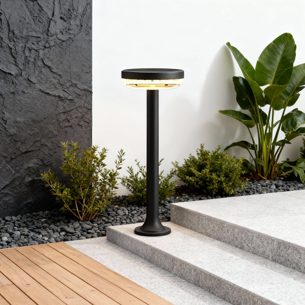 Elegant Black Solar-Powered Waterproof Pathway Light for Outdoor Gardens