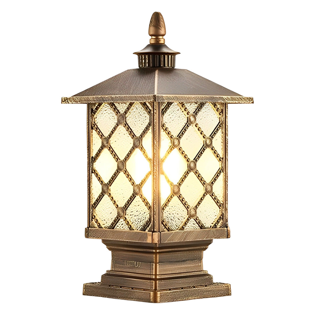 Retro Waterproof Outdoor Street Light Pillar in Black Metal for Patios