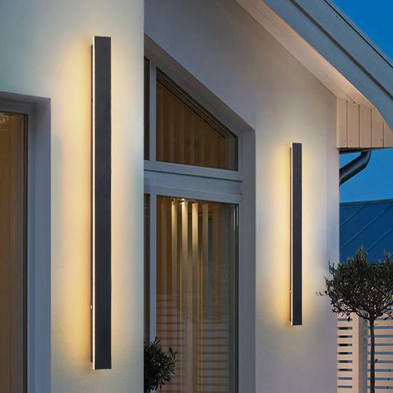 Black Linear Integrated LED Outdoor Wall Light for Contemporary Spaces