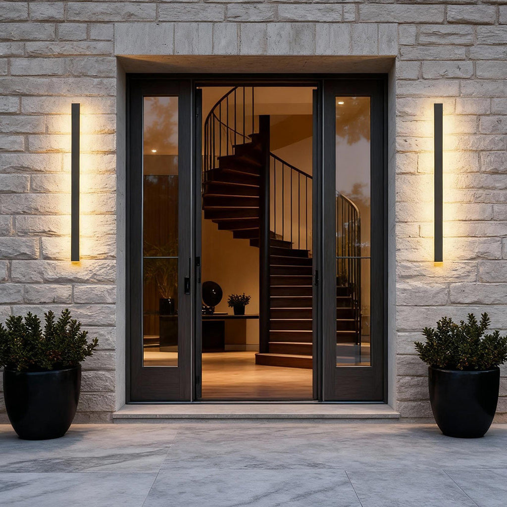 Black Linear Integrated LED Outdoor Wall Light for Contemporary Spaces