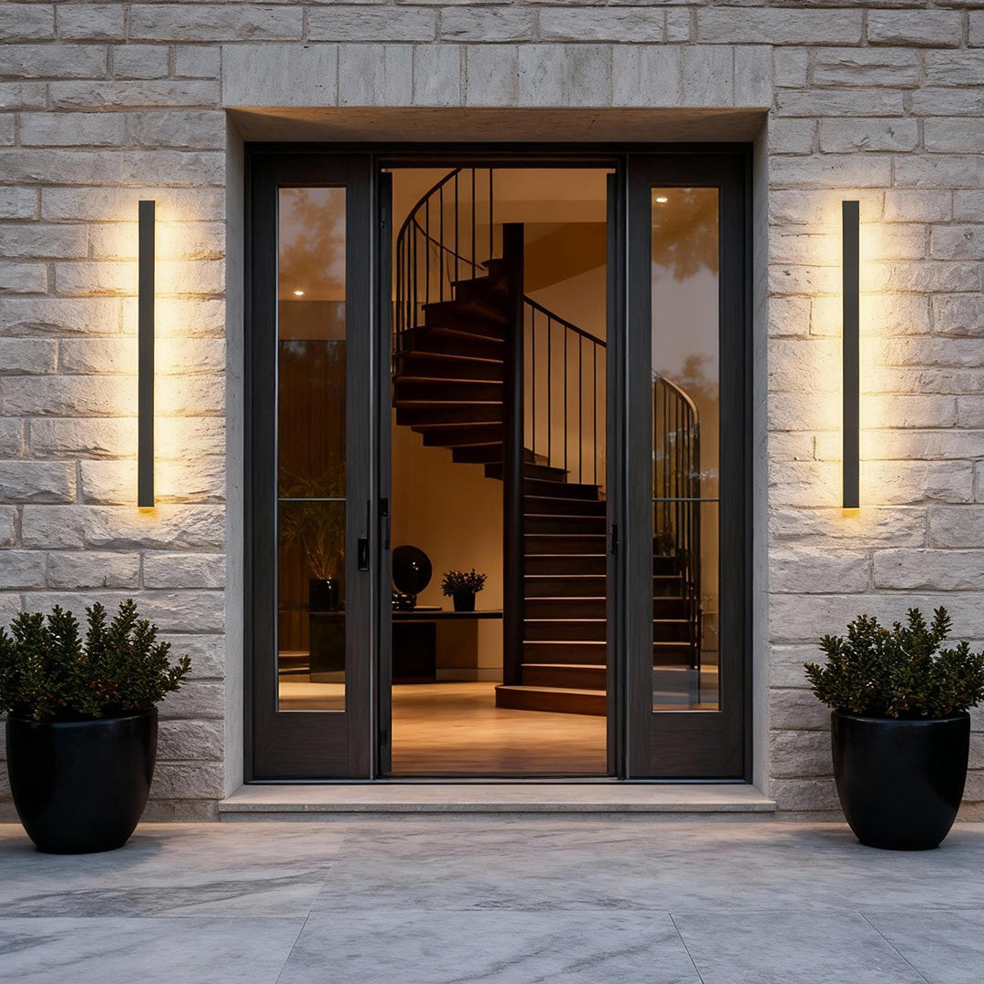 Black Linear Integrated LED Outdoor Wall Light for Contemporary Spaces