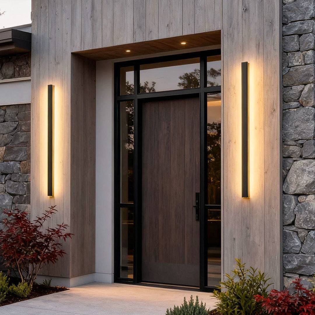Black Linear Integrated LED Outdoor Wall Light for Contemporary Spaces