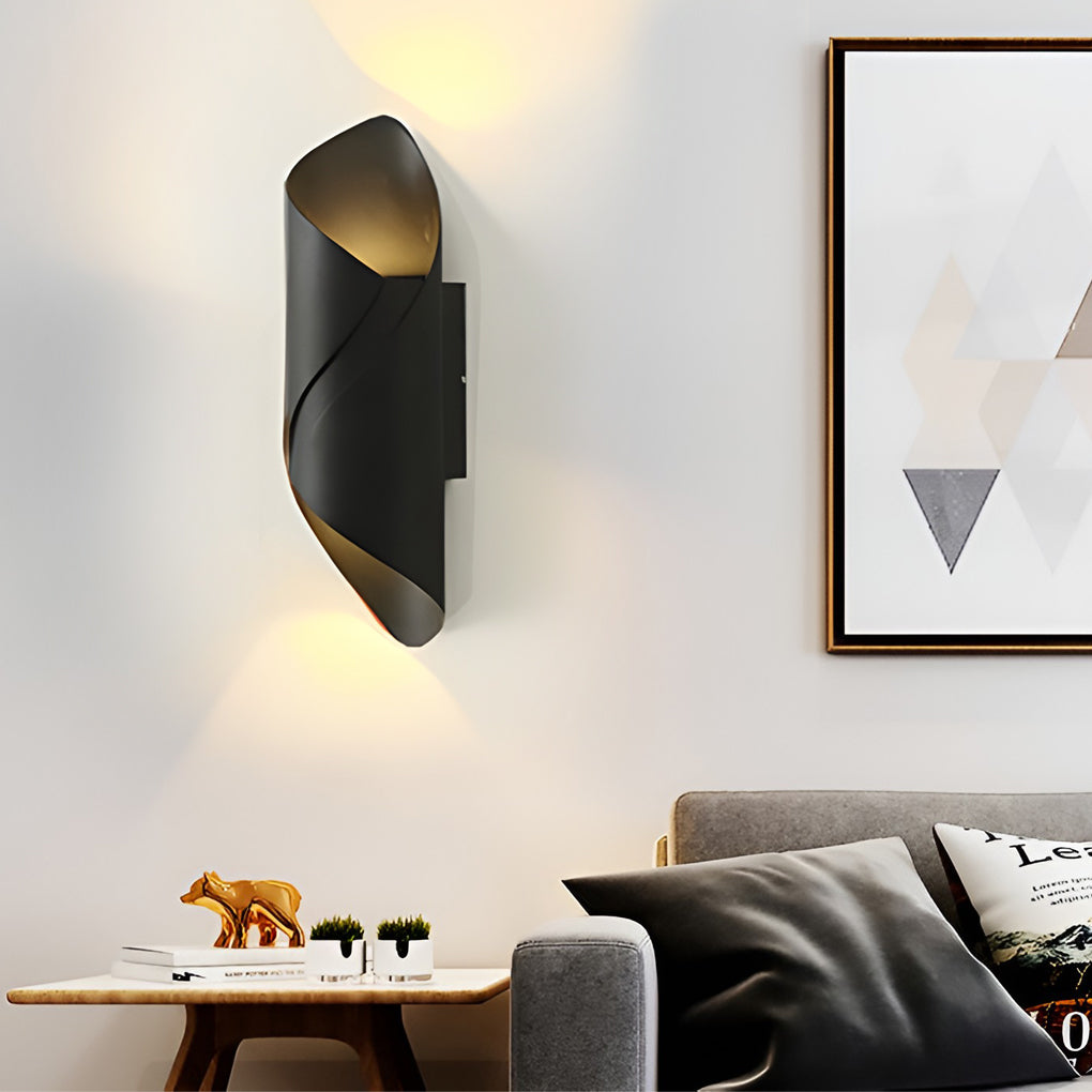 Sleek Black Waterproof LED Outdoor Up/Down Wall Light Fixture for Patio