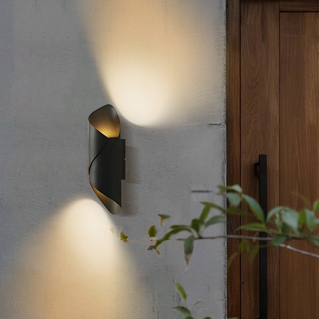 Sleek Black Waterproof LED Outdoor Up/Down Wall Light Fixture for Patio