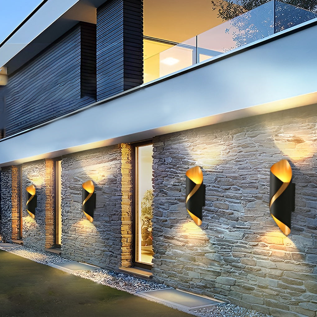 Sleek Black Waterproof LED Outdoor Up/Down Wall Light Fixture for Patio