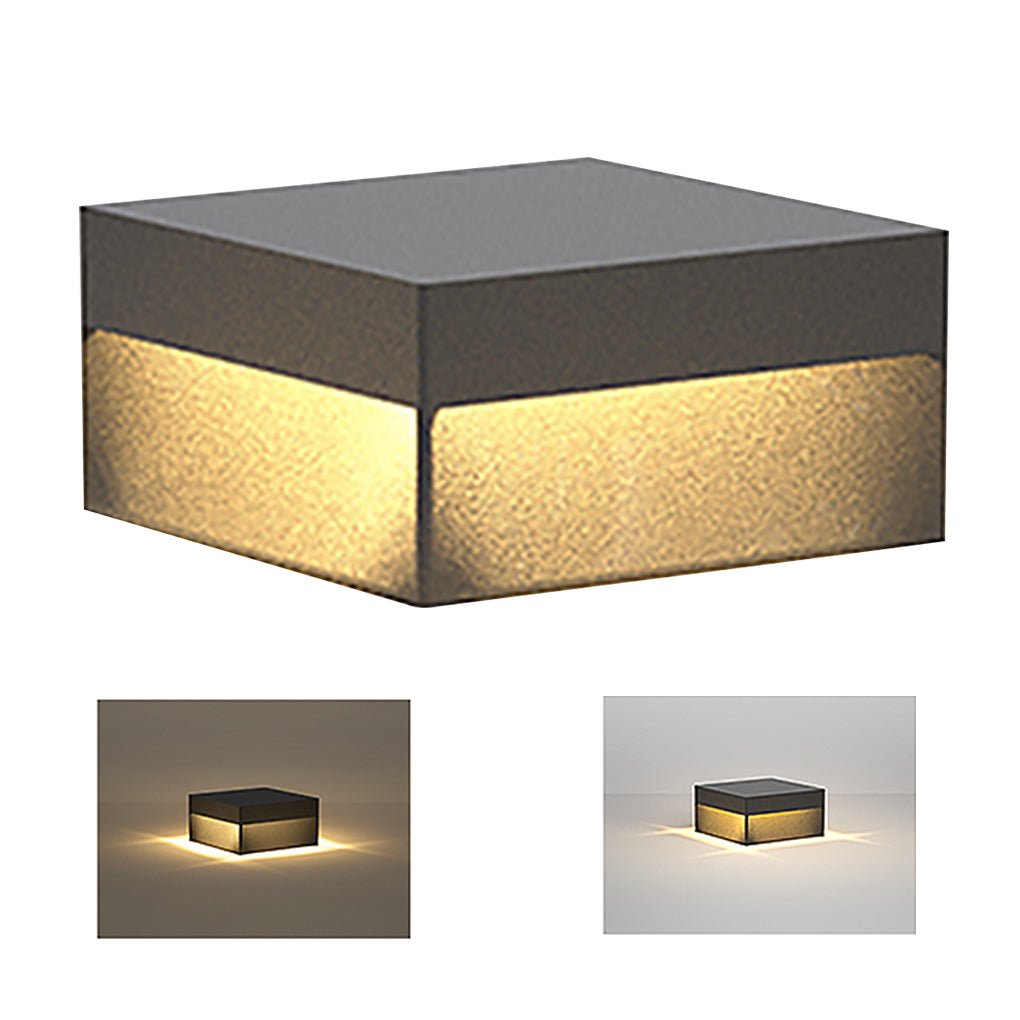 Modern Black Waterproof Square Pillar Outdoor Lighting for Fences